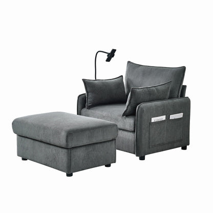 Comfy Oversized Chaise Lounge Chair With Ottoman And Storage