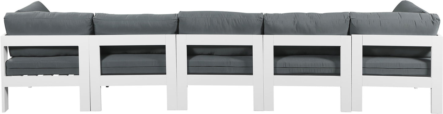 Nizuc - Outdoor Patio 5 Seat Modular Sofa With White Frame
