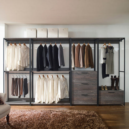 Monica - Modular Design Walk-In Closet System - Rustic