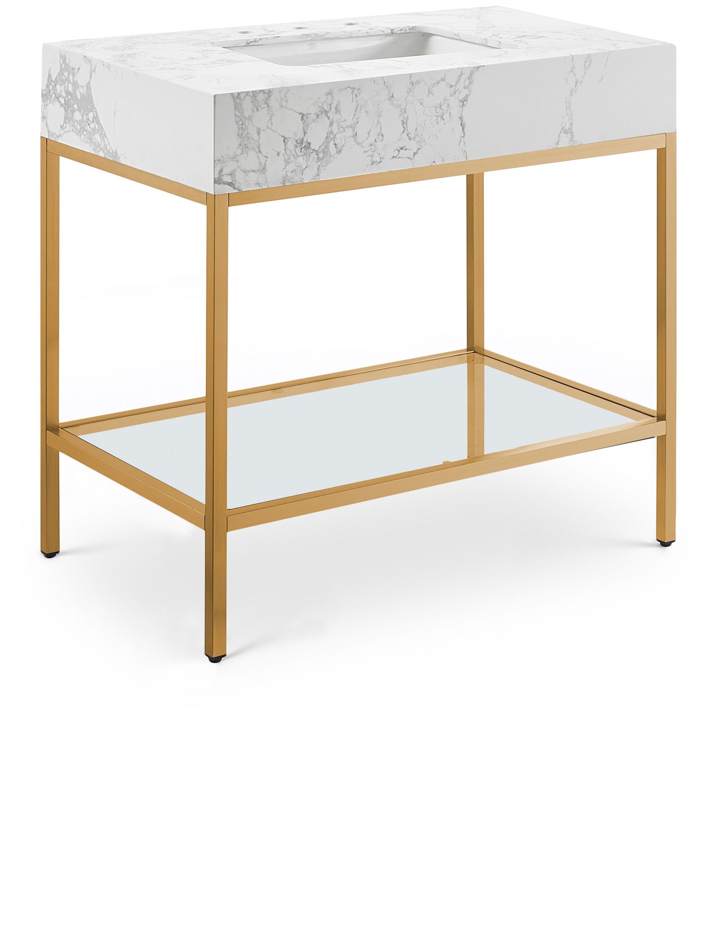 Marmo - Engineered Marble Bathroom Vanity With Gold Base