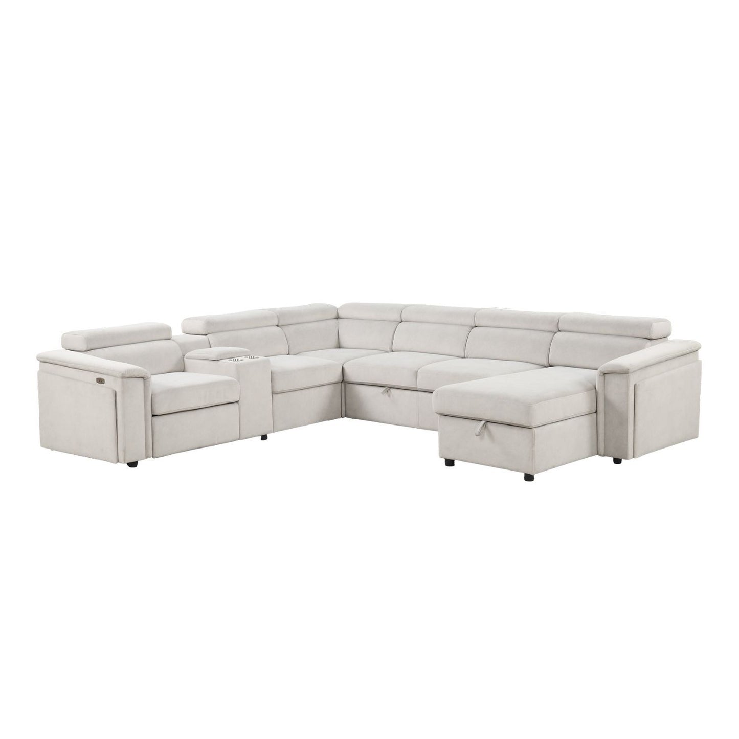 Harvey - Power Recliner Sectional Sleeper - Beige