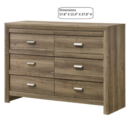 6 Drawers Storage Dresser, Bedroom Furniture - Light Brown