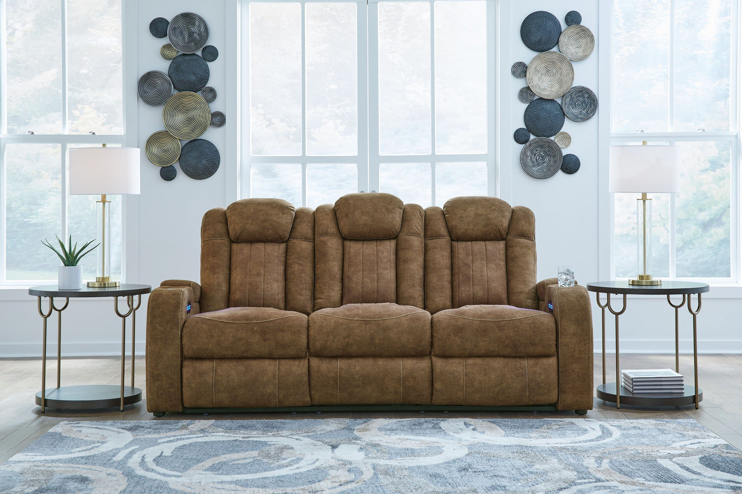 Wolfridge - 2 Pc. - Power Reclining Sofa, Power Reclining Loveseat With Console - Brindle