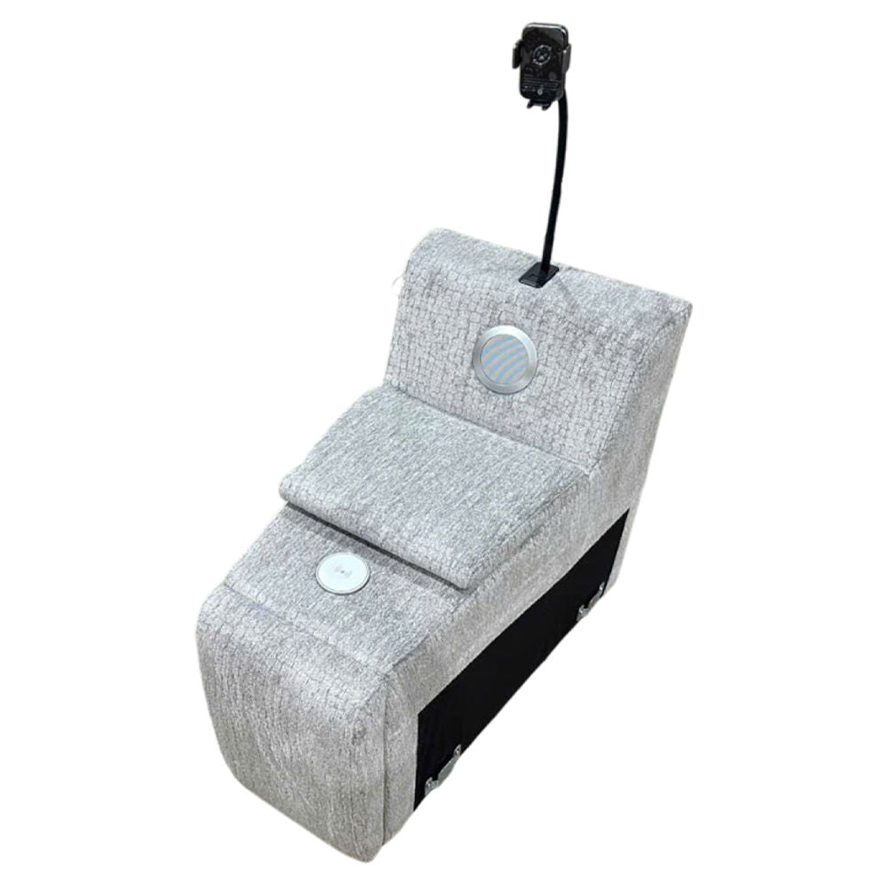 Fullar - Modular Console With Wireless Charger - Light Gary Chenille