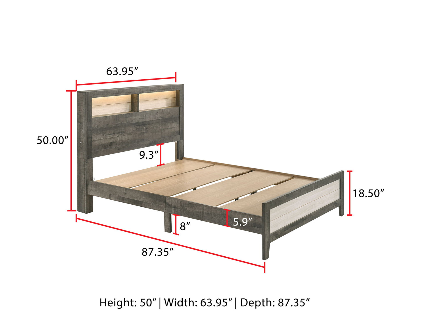 Rhett - Queen Bed In One Box - Chalk / Gray
