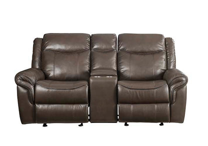 Lydia - Motion Loveseat With USB & Console - Brown Leather Aire