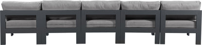Nizuc - Outdoor Patio 5 Seat Modular Armless Sofa With Gray Frame