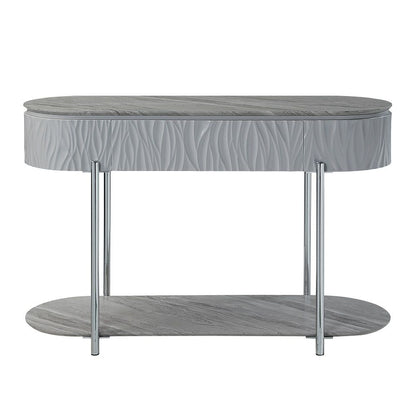 Yukino - Sofa Table - Gray High Gloss & Chrome