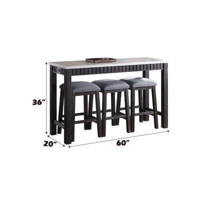 Necalli - 4 Piece Counter Height Table Set - Marble Top & Weathered Espresso