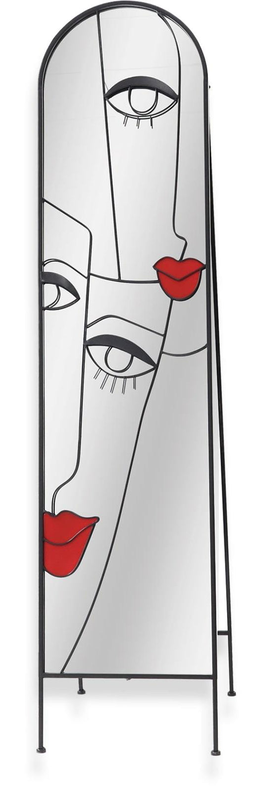 Red Muse Faces - 66" x 20" Framed Wall Mirror
