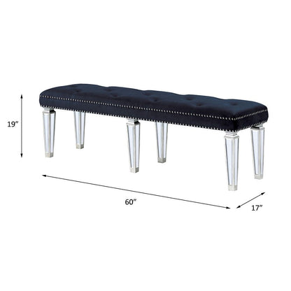 Varian - Bench - Dark Navy Velvet & Mirrored