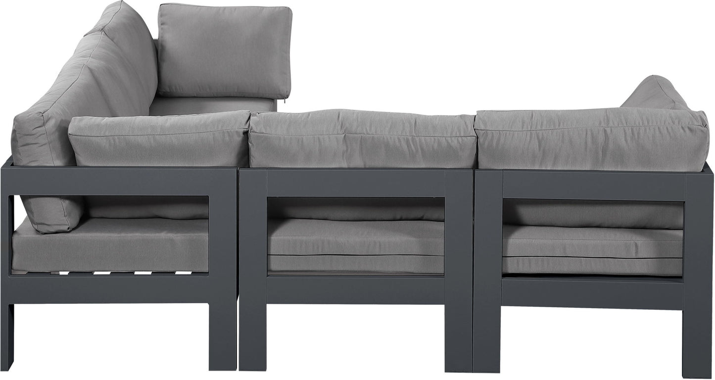 Nizuc - Outdoor Patio 5 Piece Modular Sectional With Gray Frame