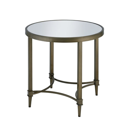 Aditya - End Table - Mirrored & Antique Brass