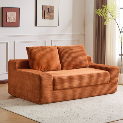 Comfortable Deep Seat Loveseat Sofa Bed, Reversible Cushion With Pillows