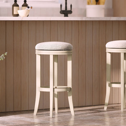 Backless Swivel Stool With Upholstered Seat