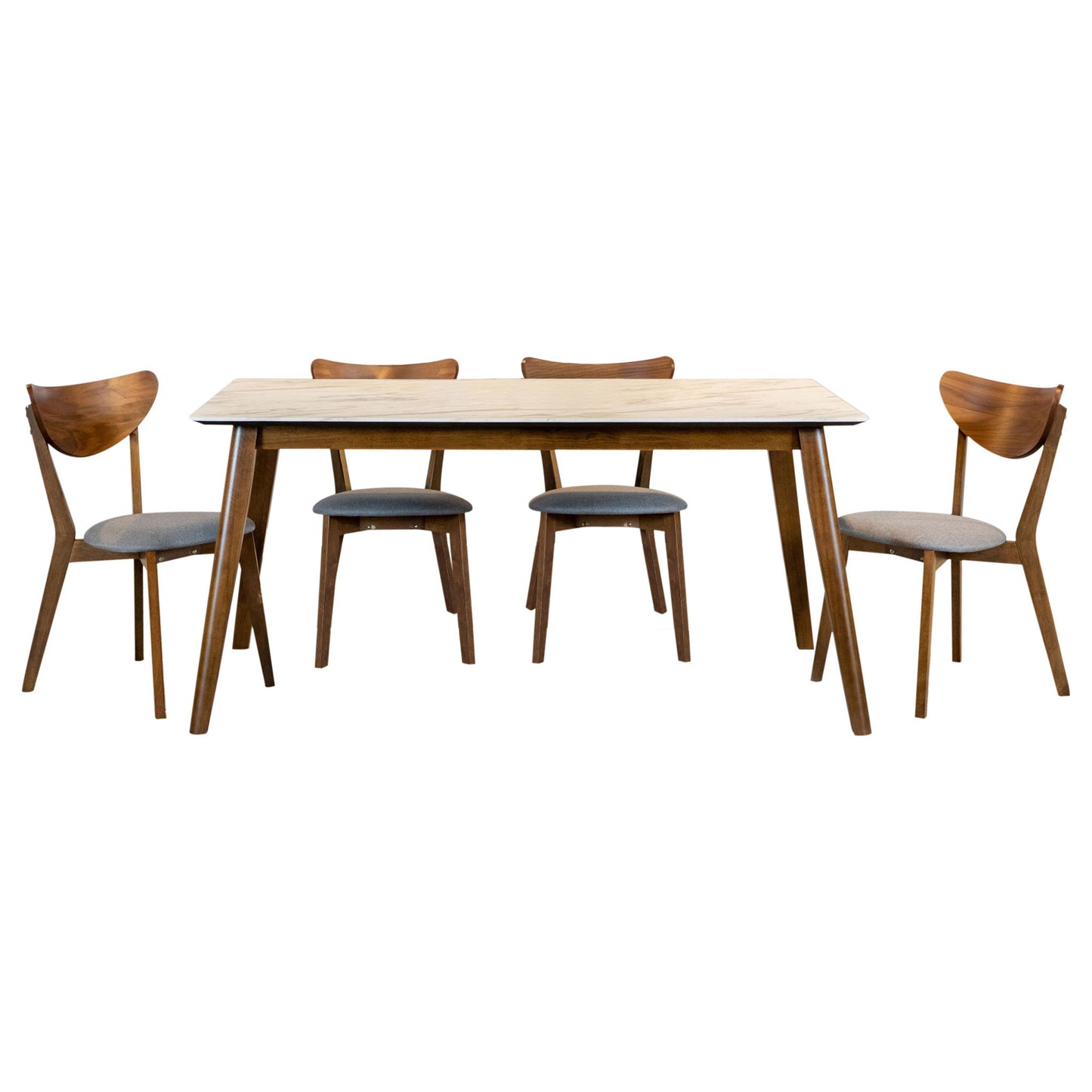 Bairdy - 5 Piece Dining Set With Upholstered Chairs - Natural Walnut