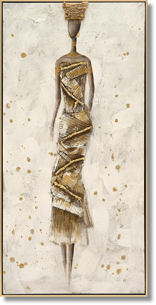 Golden Muse Drape - 21" x 40" Framed Wall Art