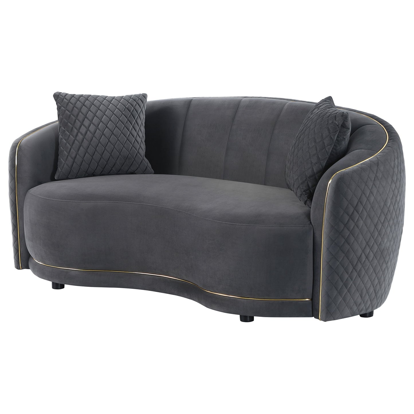 Lorraine - Upholstered Curved Loveseat - Dark Gray