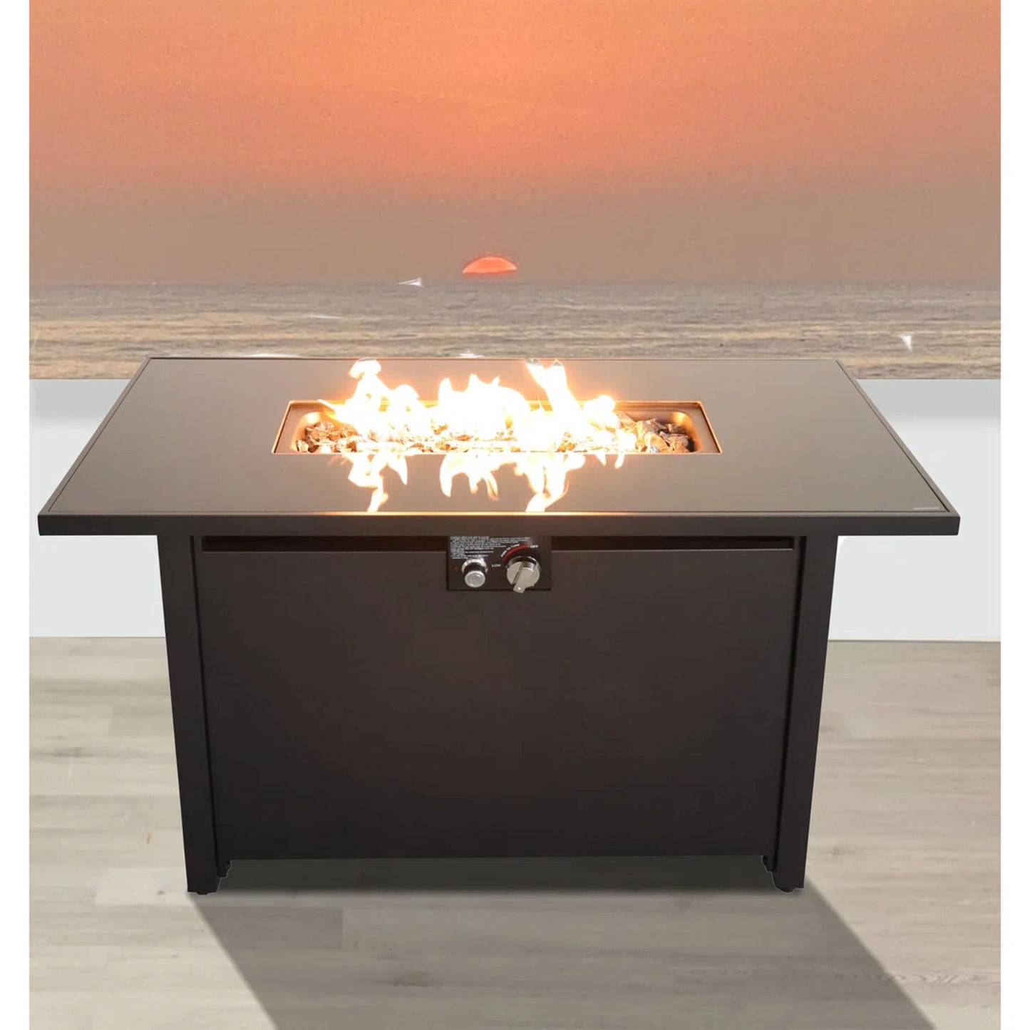 Rectangular Fire Pit With Frame Elegant Design