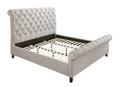 Kate - Queen Platform Bed - Light Gray Tweed
