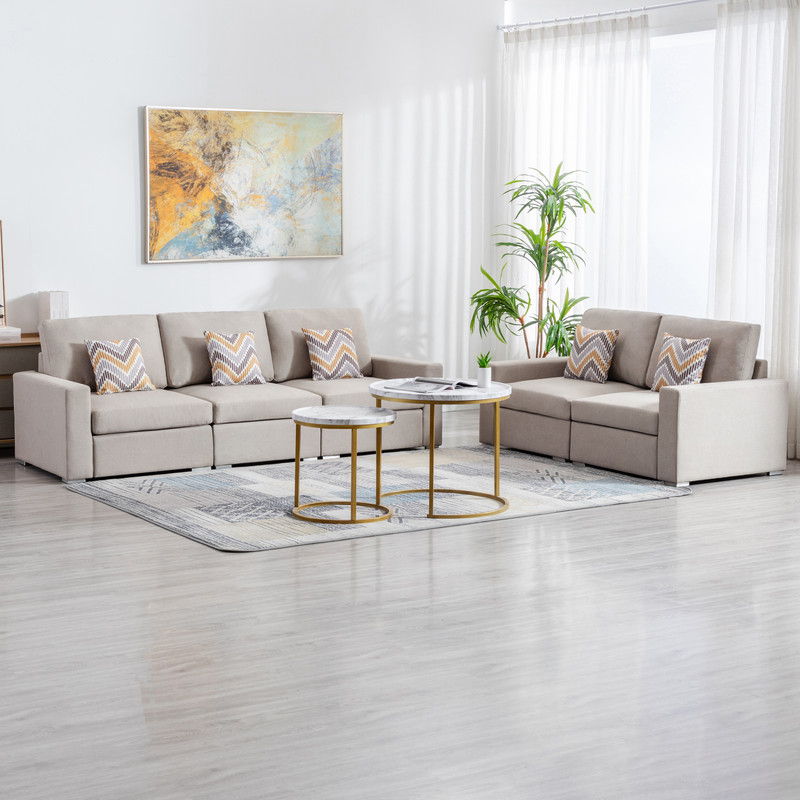 Nolan - Fabric Sofa And Loveseat Living Room With Pillows And Interchangeable Legs