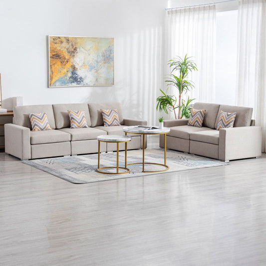 Nolan - Fabric Sofa And Loveseat Living Room With Pillows And Interchangeable Legs