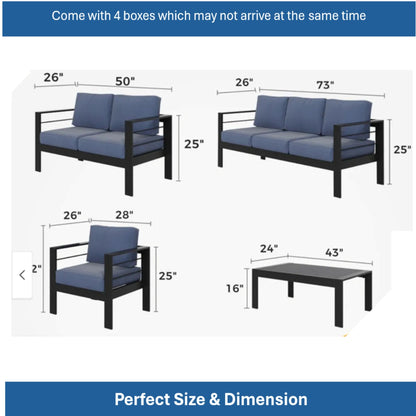 Outdoor Patio Set, All-Weather With Thick Cushions