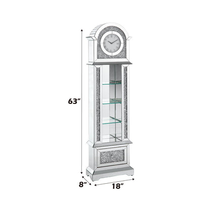 Noralie - Grandfather Clock With LED - Mirrored & Faux Diamonds