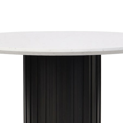 Jaramillo - Round Dining Table With Engineered Marble Top - Engineered Marble Top & Black