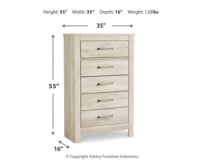 Bellaby - Five Drawer Chest - Whitewash