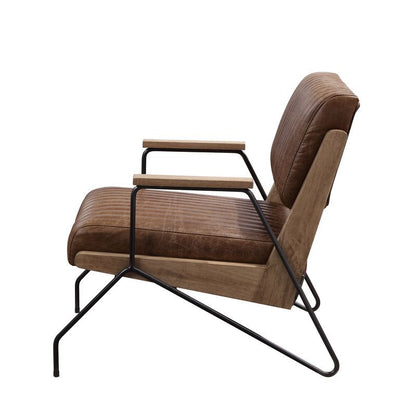 Eacnlz - Accent Chair - Cocoa Top Grain Leather & Matt Iron
