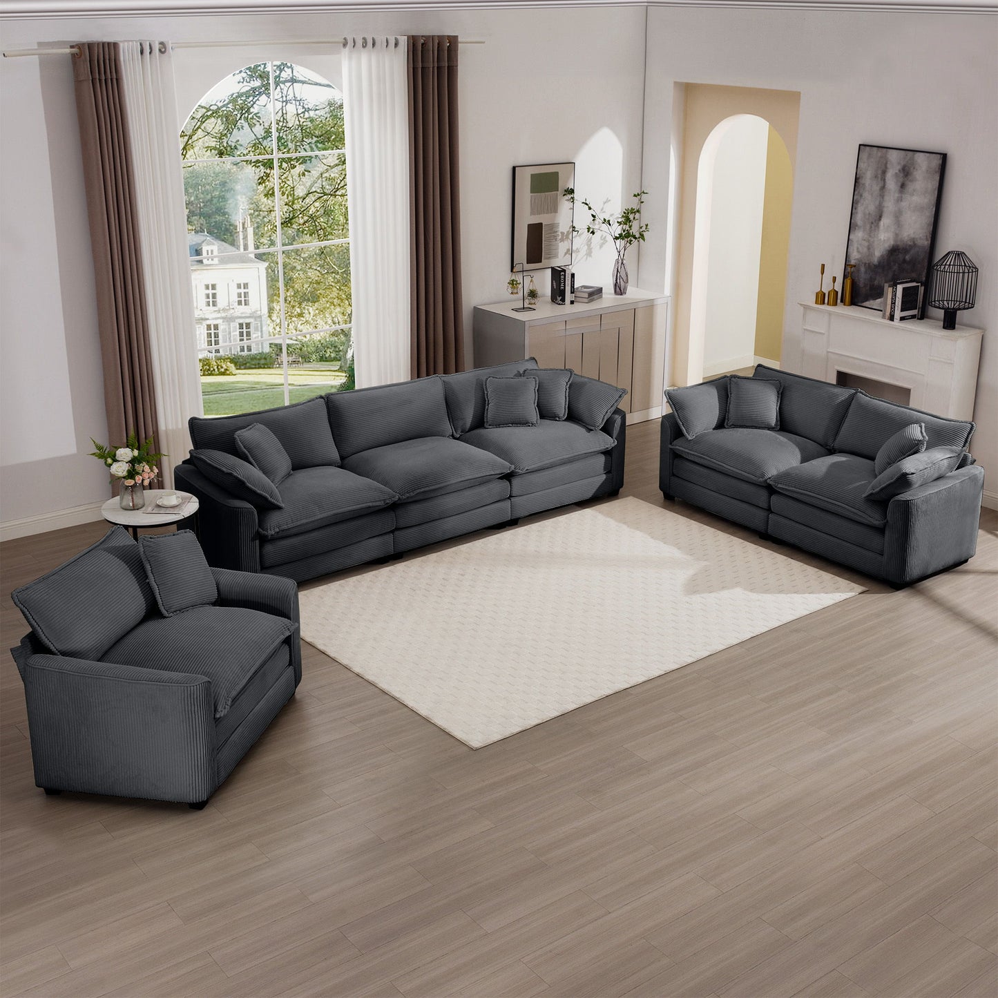 Elegant Oversized Sectional Sofa Set With Deep Seats And Flexible Layout