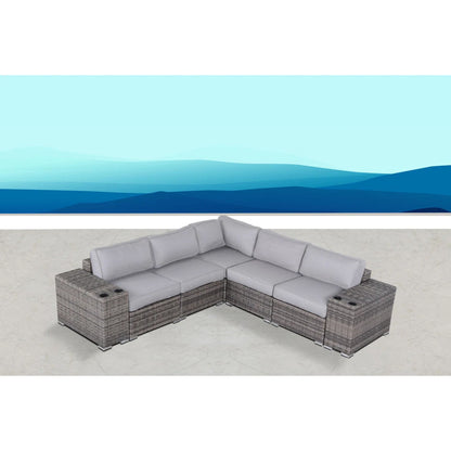 Modern Rattan Wicker Seating Group With Cushions