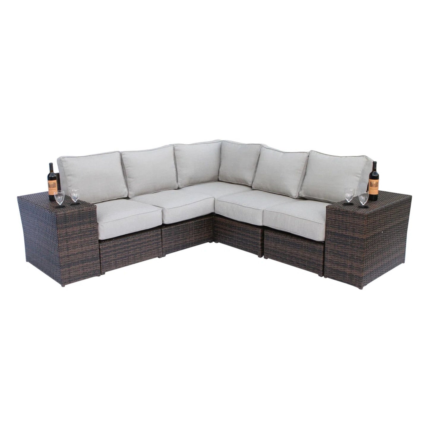 Modern Rattan Wicker Seating Group With Cushions