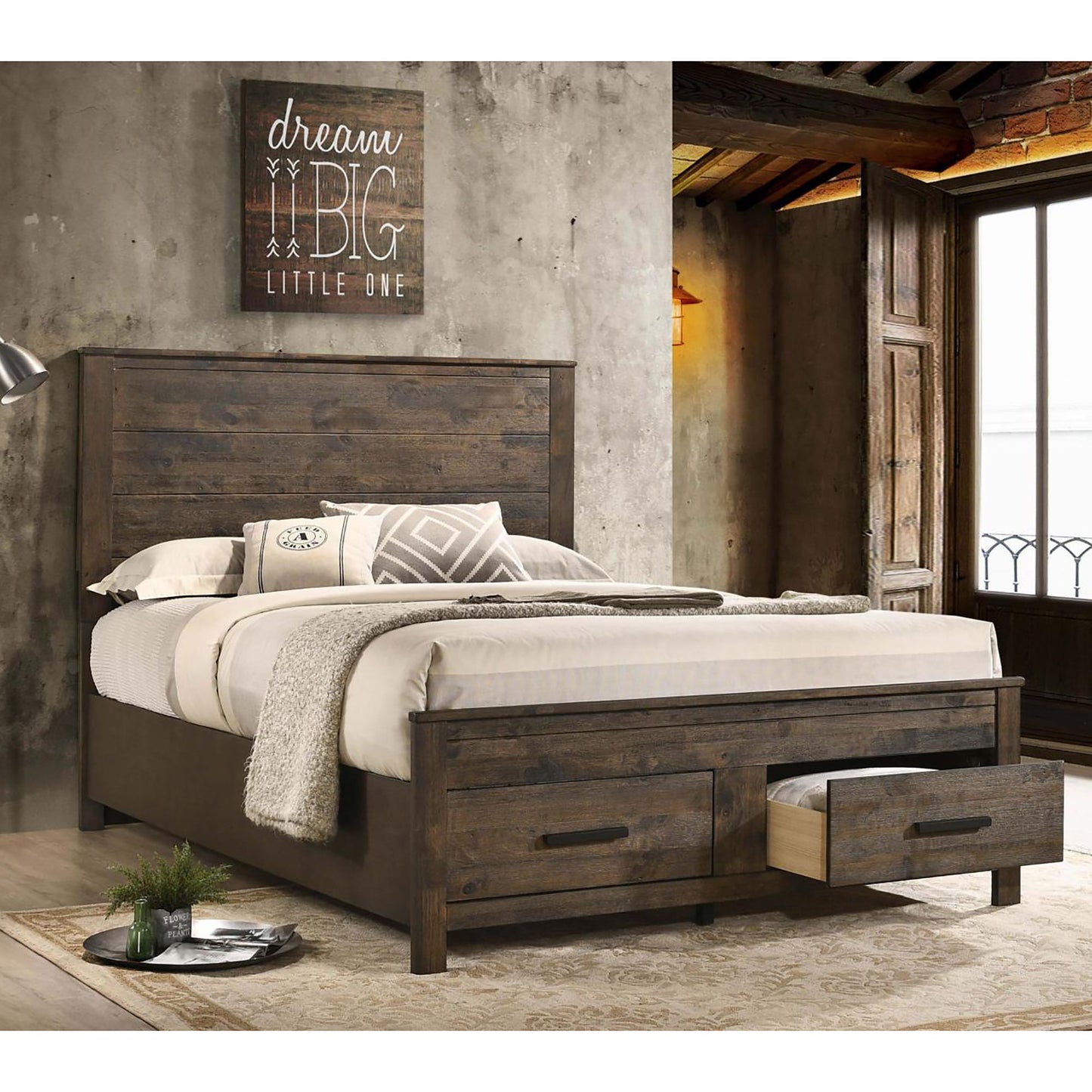 Queen Storage Bed With Platform Design And Drawer Storage - Brown