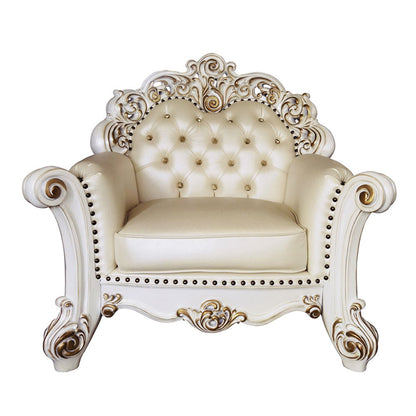 Vendome - Chair With Pillow - Champagne Synthetic Leather & Antique Pearl