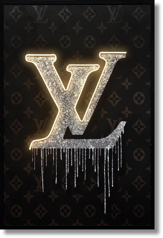 Gilded Drip Monogram - 33" x 48" Framed Wall Art