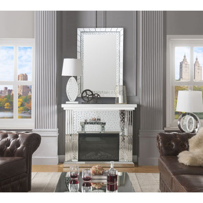 Nysa - 40" Fireplace - Mirrored & Faux Crystals