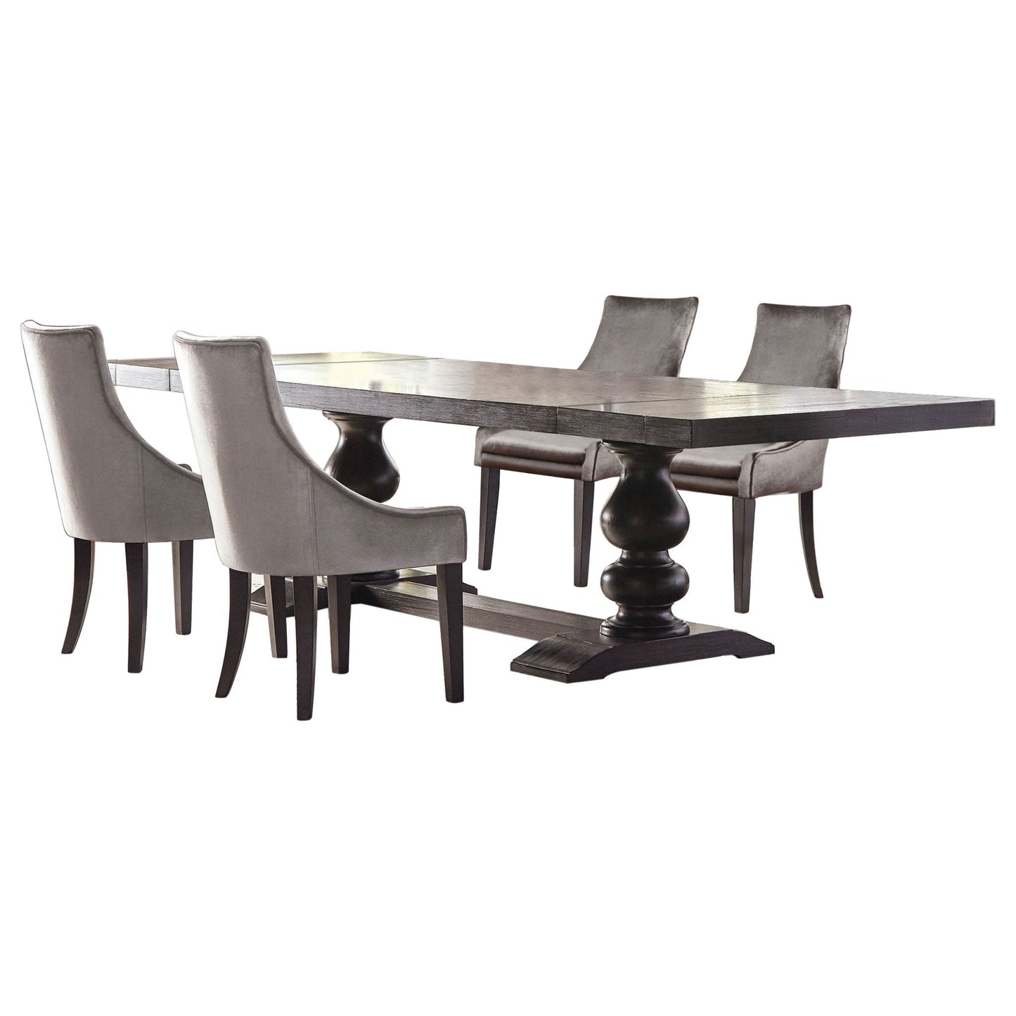 Vallerie - 5 Piece Dining Set With Upholstered Chairs - Black / Gray