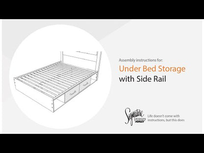 Cambeck - Q/K Side Storage w/Rail - Whitewash